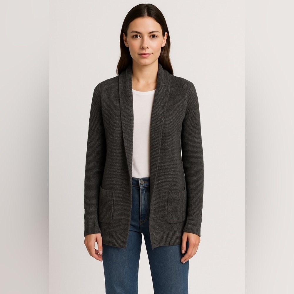Michael Kors Gray Wool Cardigan Womens Crochet Chunky Granola Girl Soft Prep XS